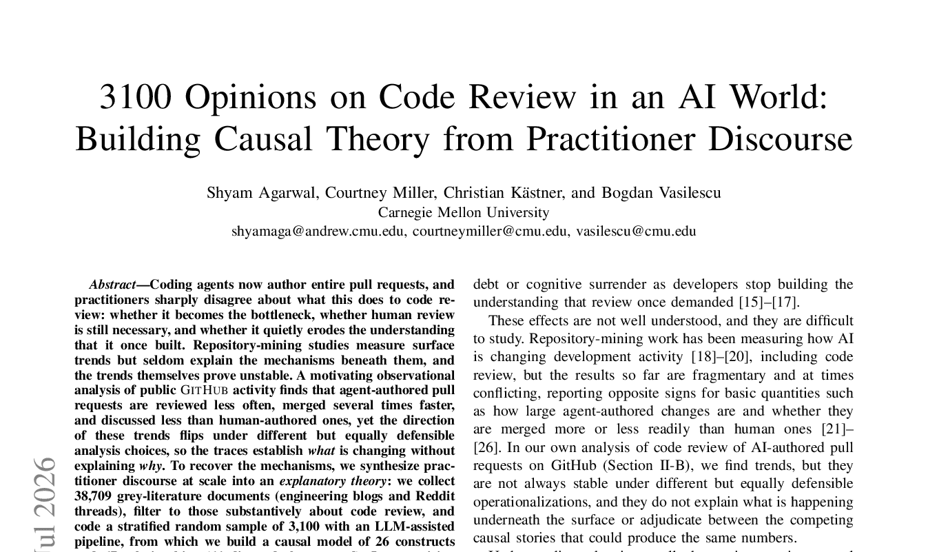 First page of 3100 Opinions on Code Review in an AI World