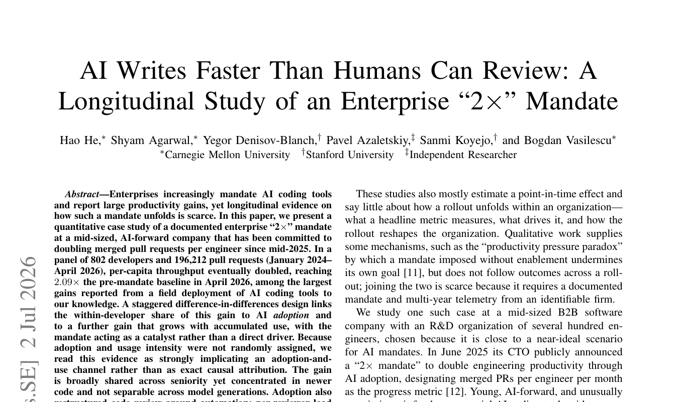 First page of AI Writes Faster Than Humans Can Review